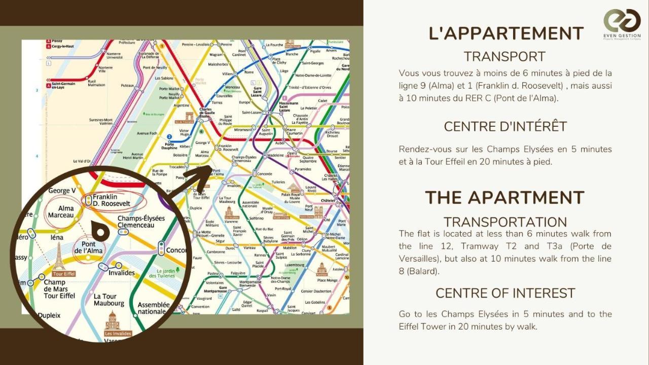 Champs Elysees!Montaigne, New Luxurious 6Pers Flat Paris Eksteriør billede